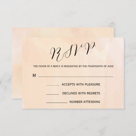 杏の水彩画ウェディング返信カード RSVP用 出欠カード (正面/裏面)