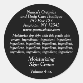 材料を使用した化粧品ラベル – 黒と白 ラウンドシール
