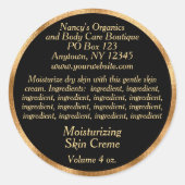 材料を使用した化粧品ラベル – 黒と金ゴールド ラウンドシール (正面)