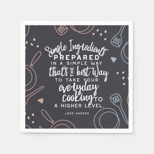材料シンプル及び日常的料理引用文 スタンダードカクテルナプキン (正面)