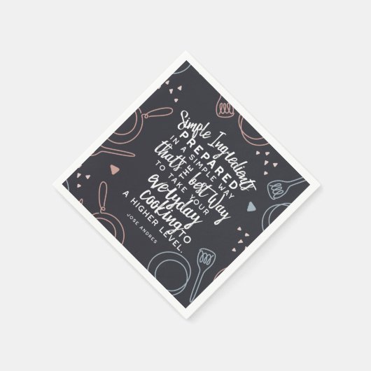 材料シンプル及び日常的料理引用文 スタンダードカクテルナプキン (角)