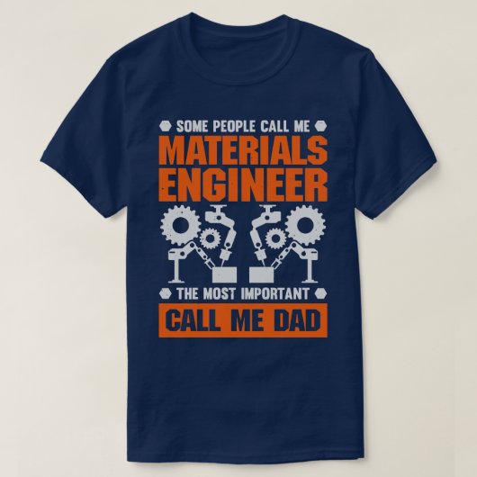 材料技術者パパ父ギフト Tシャツ (デザイン正面)