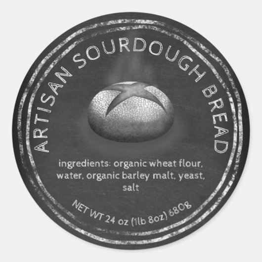 材料素朴を含む黒板パン ラウンドシール (正面)