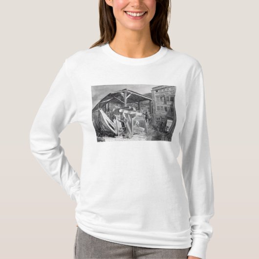 材木のヤード、Finsbury 1825年 Tシャツ (正面)