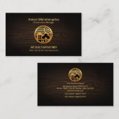 材木の木製の金ゴールドの家の景色のモチーフの建築 名刺 (正面/裏面)