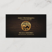 材木の木製の金ゴールドの家の景色のモチーフの建築 名刺 (正面)