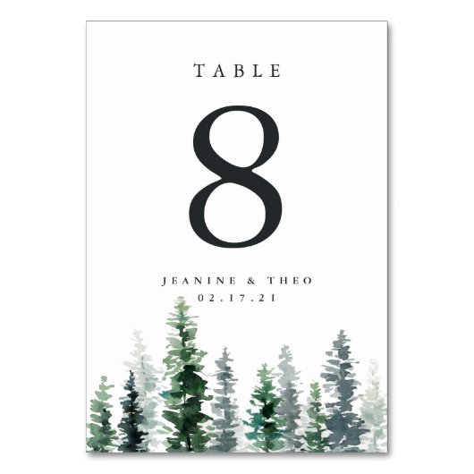 材木林 |テーブパーソナライズされたル番号カード テーブルナンバー (正面)