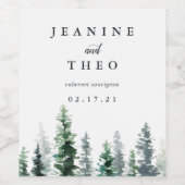 材木林 |パーソナライズされた結婚s ワインラベル (シングルラベル)