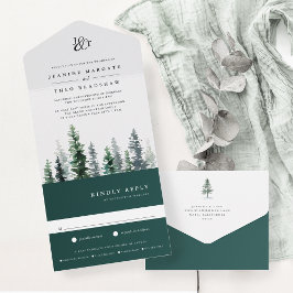 材木林 |モノグラム結婚ズ オールインワン招待状