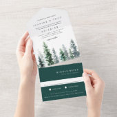 材木林 |冬の水結婚色 オールインワン招待状 (貼ってはがせる)