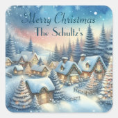 村お洒落のクリスマスパーソナライズされた スクエアシール (正面)