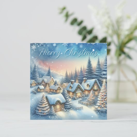 村お洒落のクリパーソナライズされたスマス シーズンカード (スタンド正面)