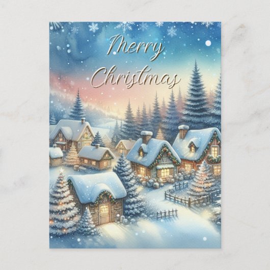 村お洒落のクリパーソナライズされたスマス シーズンポストカード (正面)