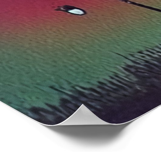 村と青い月 | AIアートポスター ポスター (角)