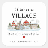 村に感謝のギフトキャンドルラベルを取る スクエアシール (正面)