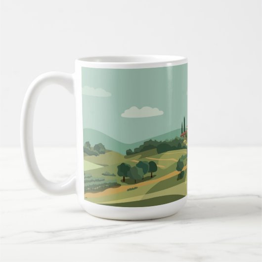 村のイタリアン風景画 コーヒーマグカップ (左)
