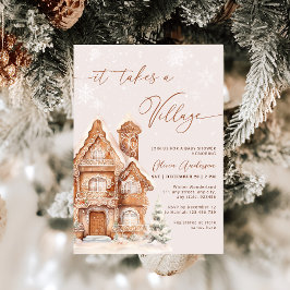 村のクリスマス冬の赤ちゃんシャワーを浴びる 招待状