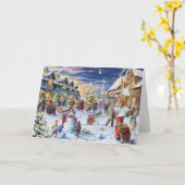 村のクリスマス カード (黄色い花)