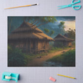 村のデコページの竹小屋 薄葉紙 (クラフト)