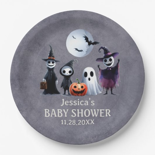 村のハロウィン幽霊のよく出るの赤ちゃんシャワーが必要 ペーパープレート (正面)