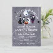 村のハロウィン幽霊のよく出るの養子縁組シャワーが必要 招待状 (スタンド正面)