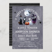 村のハロウィン幽霊のよく出るの養子縁組シャワーが必要 招待状 (正面/裏面)