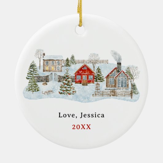 村のヘルパーに感謝のギフトを取る セラミックオーナメント (裏面)