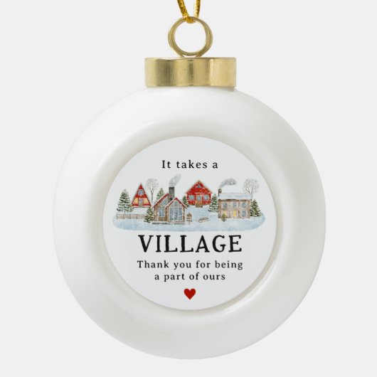 村のヘルパーに感謝のギフトを取る セラミックボールオーナメント (正面)