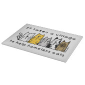 村のホームレス救済の猫を連れて行く カッティングボード (角)