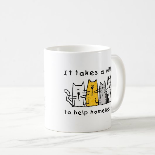 村のホームレス救済の猫を連れて行く コーヒーマグカップ (正面右)