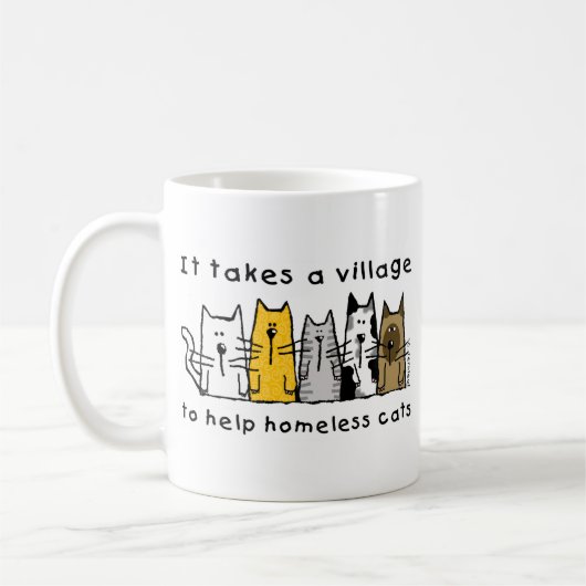 村のホームレス救済の猫を連れて行く コーヒーマグカップ (左)