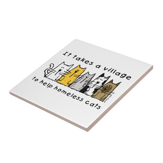 村のホームレス救済の猫を連れて行く タイル (側面)