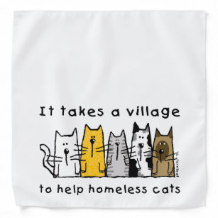 村のホームレス救済の猫を連れて行く バンダナ