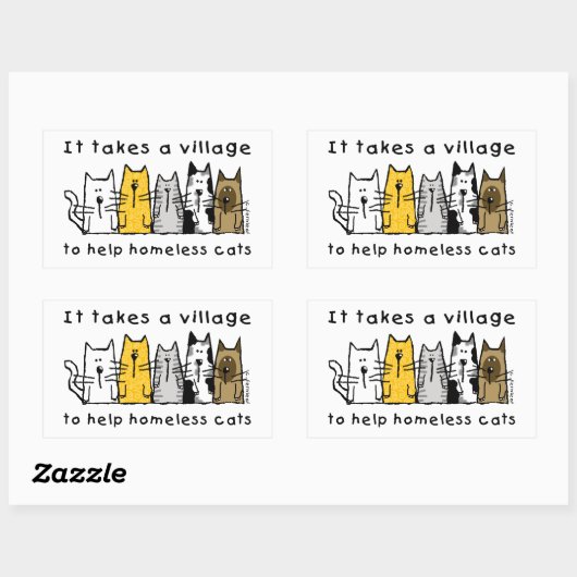 村のホームレス救済の猫を連れて行く 長方形シール (シート)