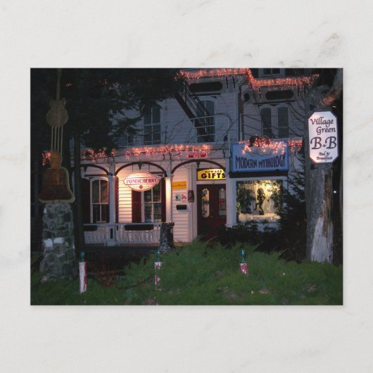 村の共有草地のクリスマスWoodstock、NY シーズンポストカード (正面)