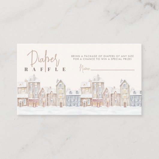 村の冬おむつラッフルベビーシャワーゲーム エンクロージャーカード (正面)