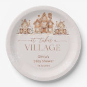 村の冬に赤ちゃんシャワーが浴びる ペーパープレート (正面)