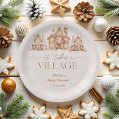 村の冬に赤ちゃんシャワーが浴びる ペーパープレート
