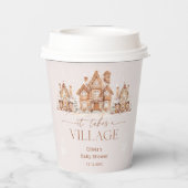 村の冬に赤ちゃんシャワーが浴びる 紙コップ (裏面)