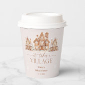 村の冬に赤ちゃんシャワーが浴びる 紙コップ (正面)