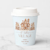 村の冬に赤ちゃんシャワーが浴びる 紙コップ (裏面)