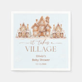 村の冬に青い赤ちゃんシャワーが浴びる スタンダードカクテルナプキン (正面)