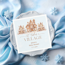 村の冬に青い赤ちゃんシャワーが浴びる スタンダードカクテルナプキン