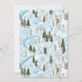 . .村の冬のコウノトリの出産用ベビーシャワーを受ける 招待状 (裏面)