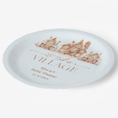 村の冬の男の子の赤ちゃんシャワーが必要 ペーパープレート (アングル)