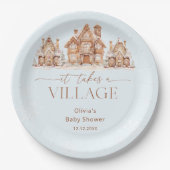 村の冬の男の子の赤ちゃんシャワーが必要 ペーパープレート (正面)