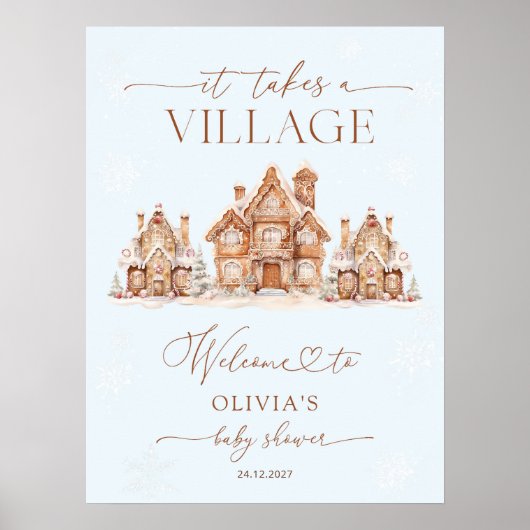 村の冬の赤ちゃんシャワーへようこそ ポスター (正面)