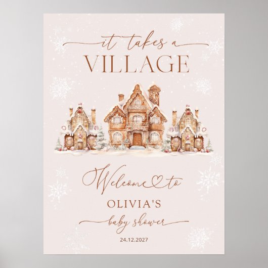 村の冬の赤ちゃんシャワーへようこそ ポスター (正面)