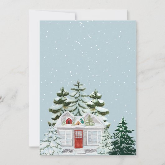 村の冬の赤ん坊のシャワーを浴びる 招待状 (裏面)