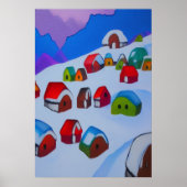 村の冬 | AIアートポスター ポスター (正面)